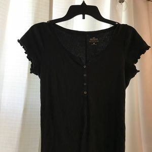 Hollister Black Short Sleeve Henley